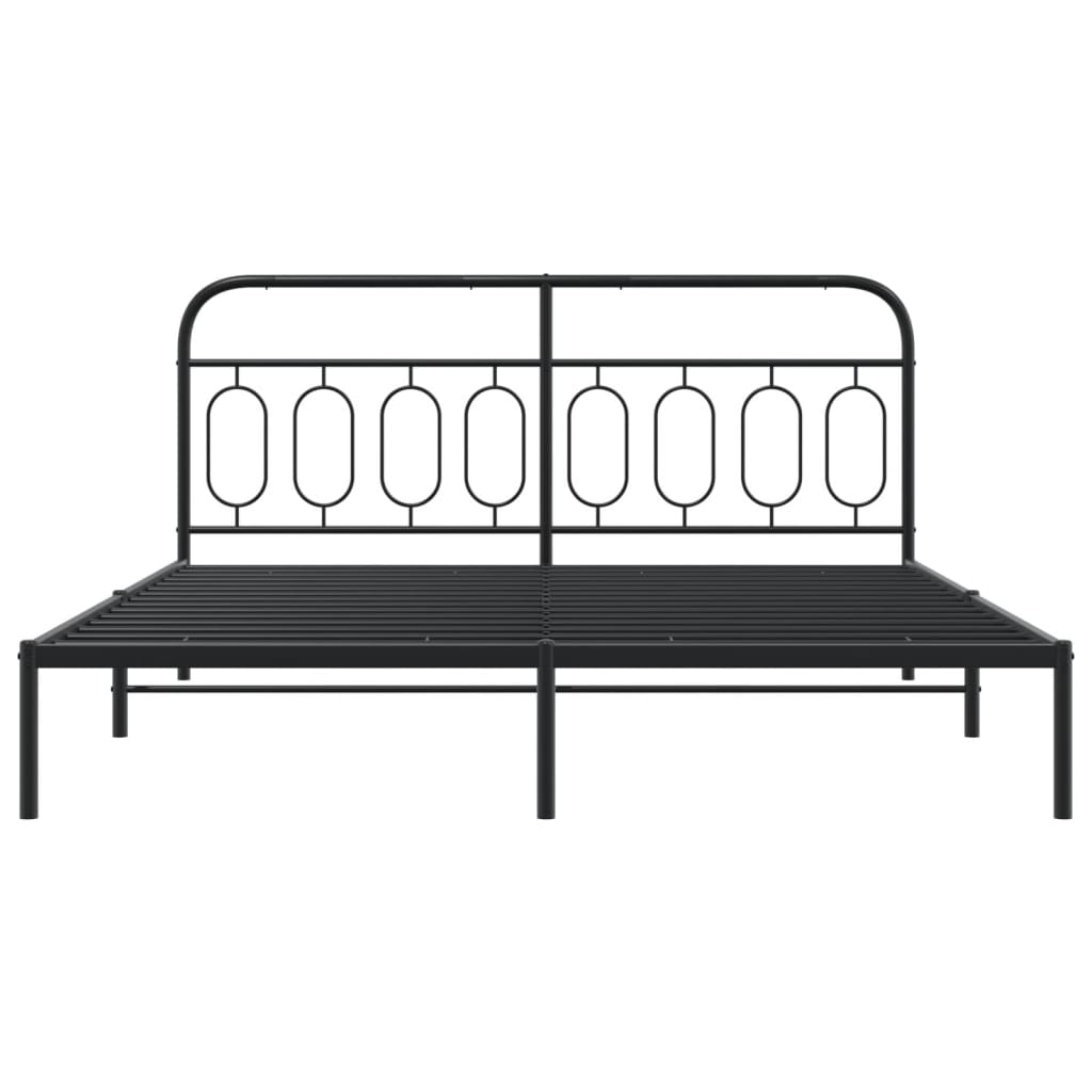 Cadre de lit métal sans matelas avec tête de lit noir 193x203cm - XIOS