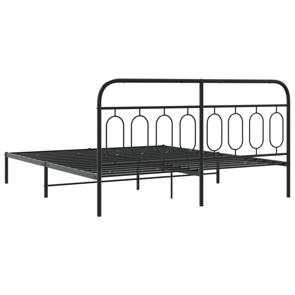 Cadre de lit métal sans matelas avec tête de lit noir 193x203cm - XIOS