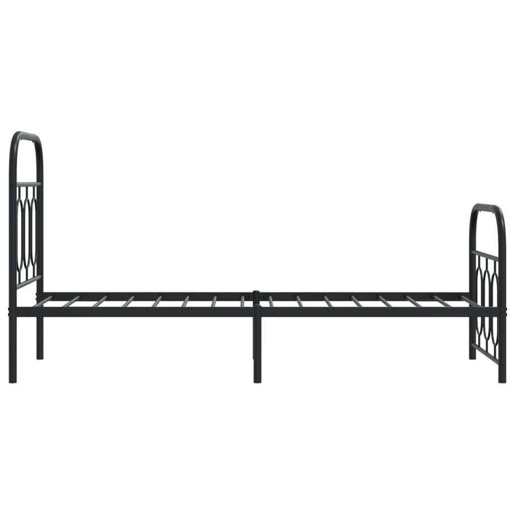 Cadre de lit métal sans matelas avec pied de lit noir 75x190 cm - XIOS