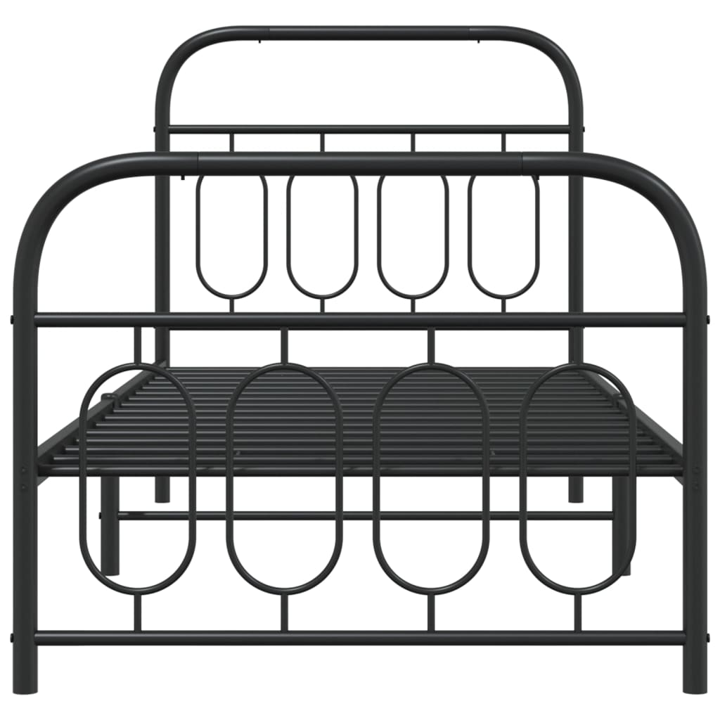 Cadre de lit métal sans matelas avec pied de lit noir 80x200 cm - XIOS