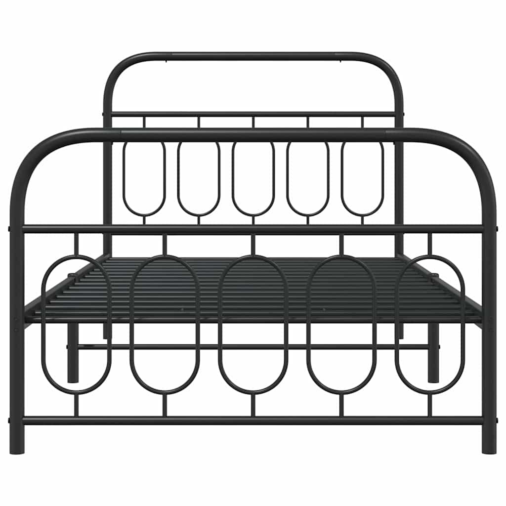 Cadre de lit métal sans matelas avec pied de lit noir 100x190cm - XIOS