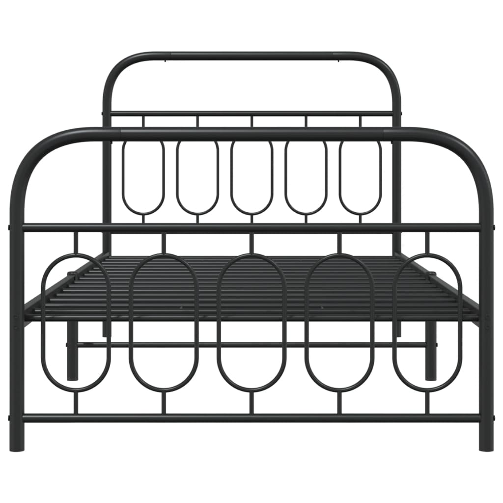 Cadre de lit métal sans matelas avec pied de lit noir 107x203cm - XIOS