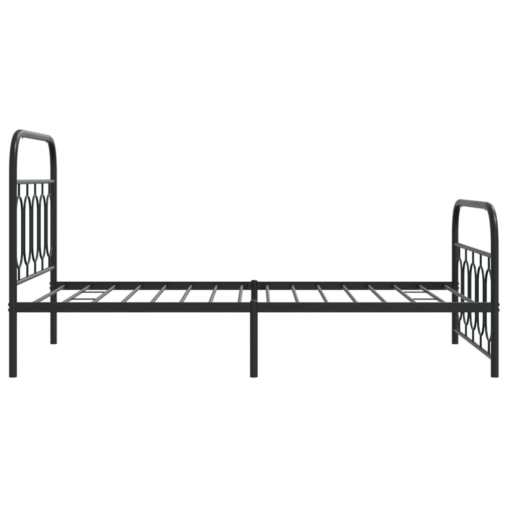 Cadre de lit métal sans matelas avec pied de lit noir 107x203cm - XIOS