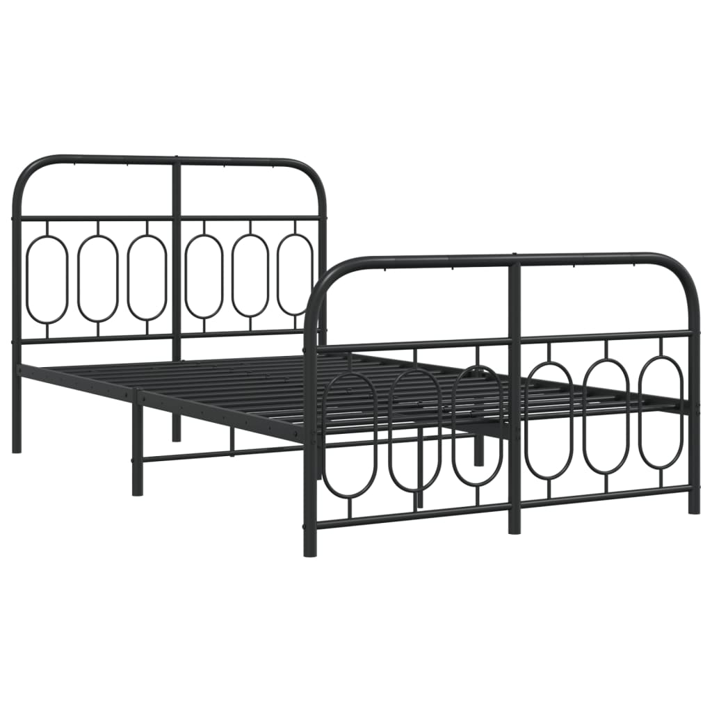 Cadre de lit métal sans matelas avec pied de lit noir 120x190cm - XIOS