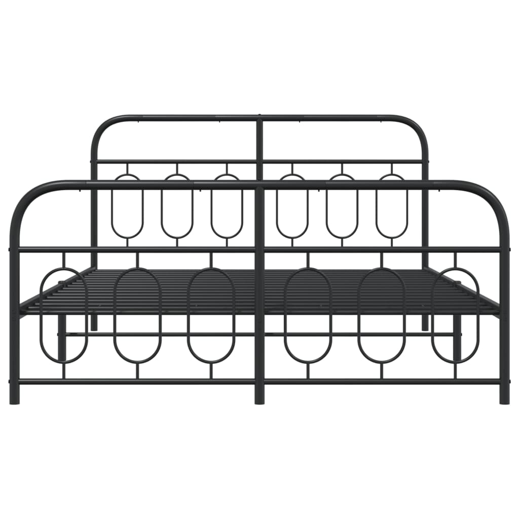 Cadre de lit métal sans matelas avec pied de lit noir 135x190cm - XIOS