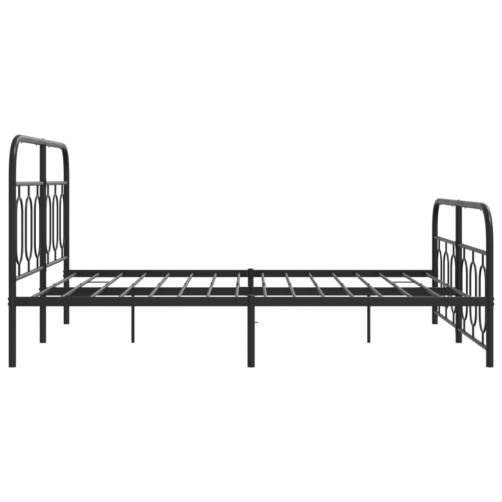 Cadre de lit métal sans matelas avec pied de lit noir 135x190cm - XIOS