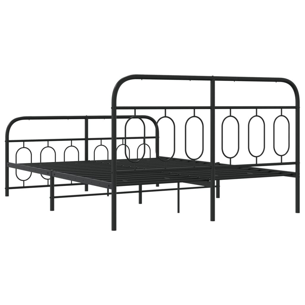 Cadre de lit métal sans matelas avec pied de lit noir 135x190cm - XIOS