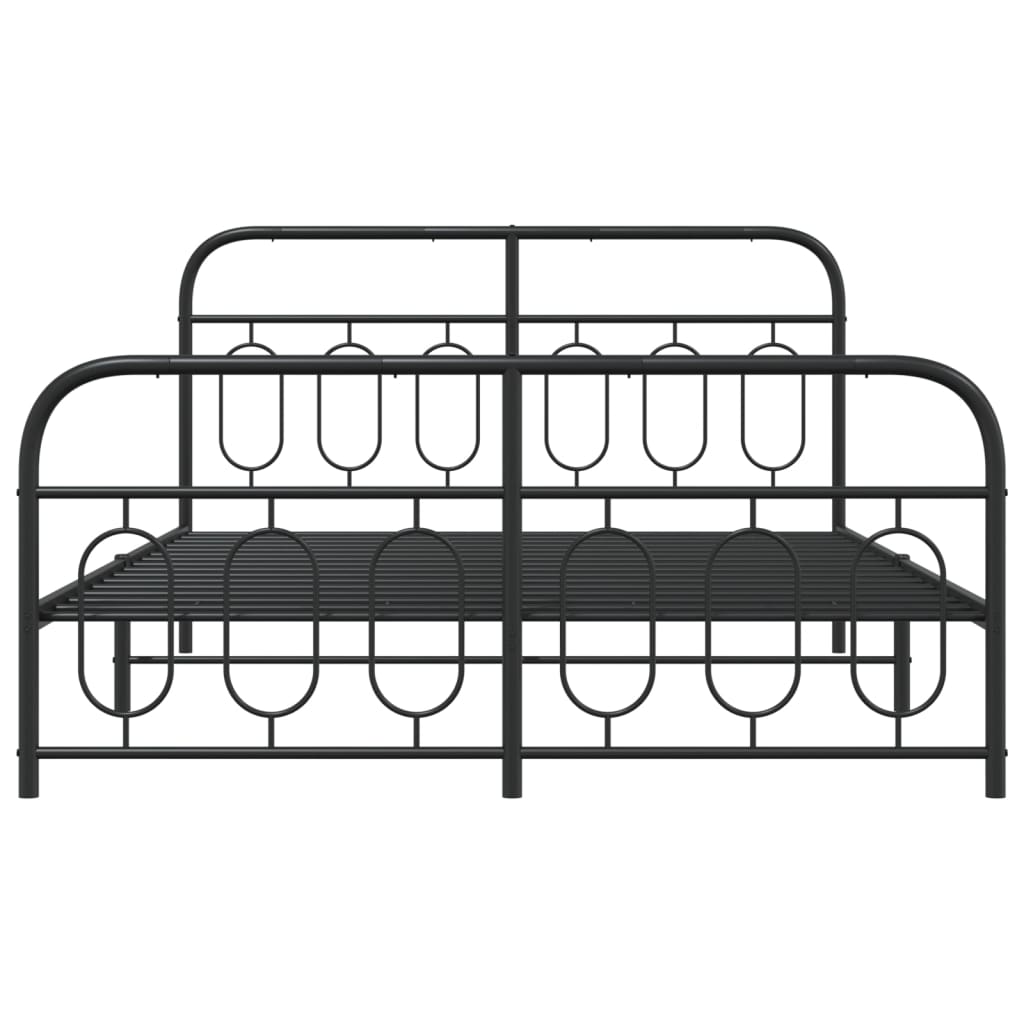 Cadre de lit métal sans matelas avec pied de lit noir 150x200cm - XIOS
