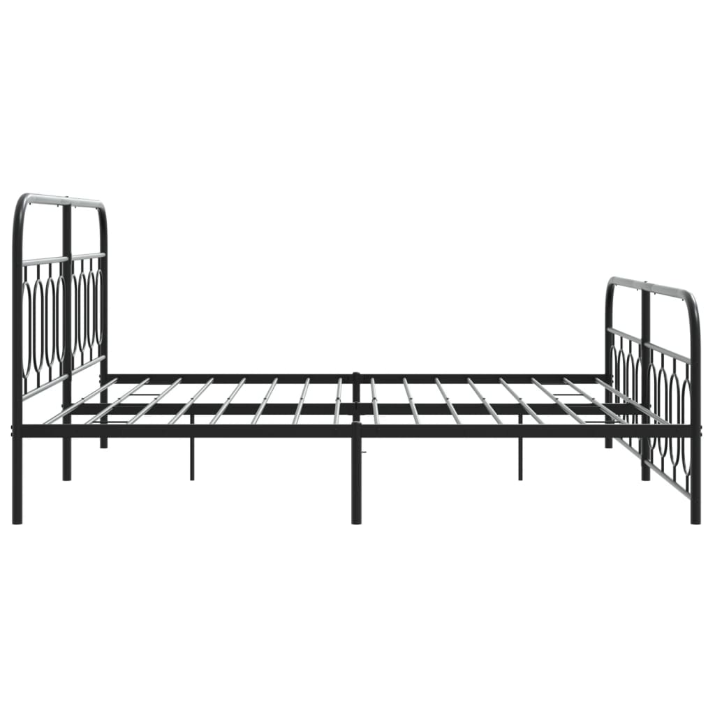 Cadre de lit métal sans matelas avec pied de lit noir 183x213cm - XIOS