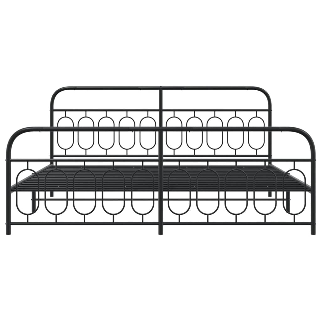 Cadre de lit métal sans matelas avec pied de lit noir 200x200cm - XIOS