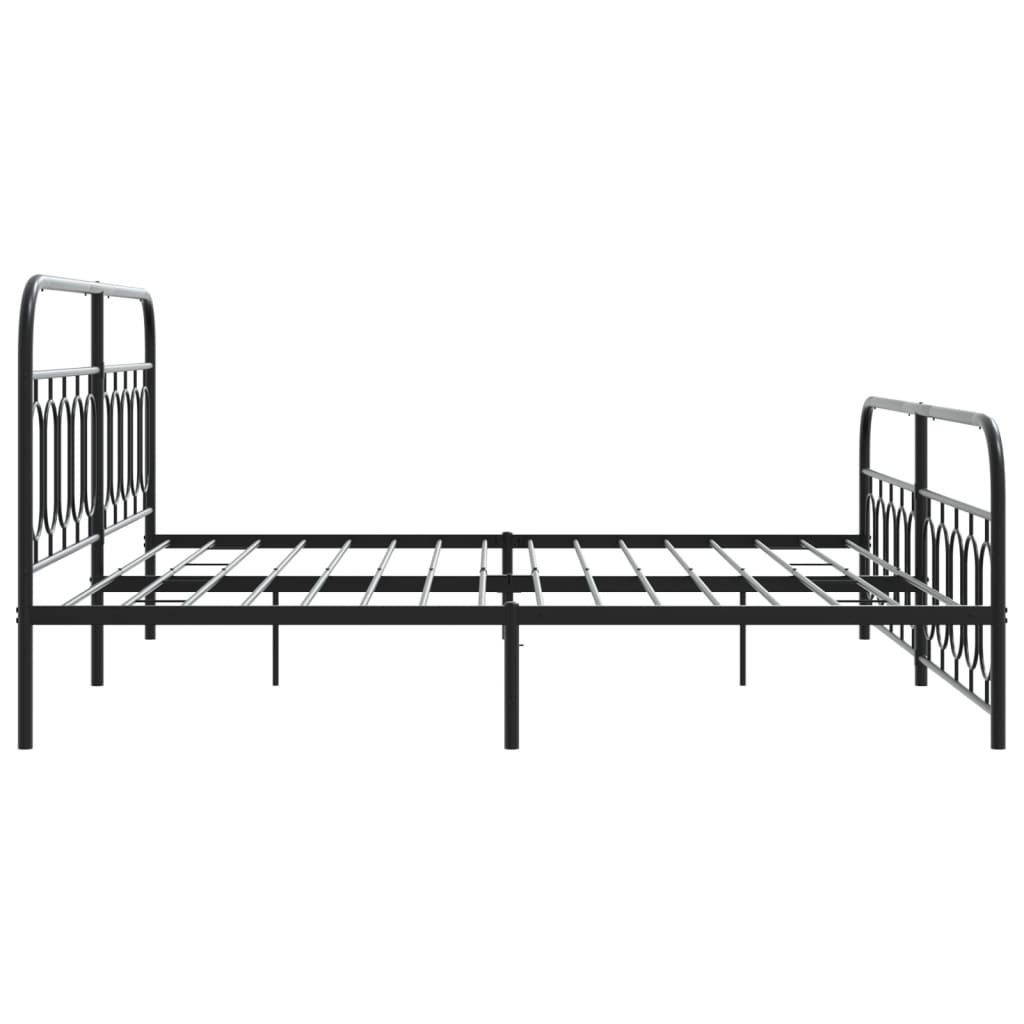Cadre de lit métal sans matelas avec pied de lit noir 200x200cm - XIOS