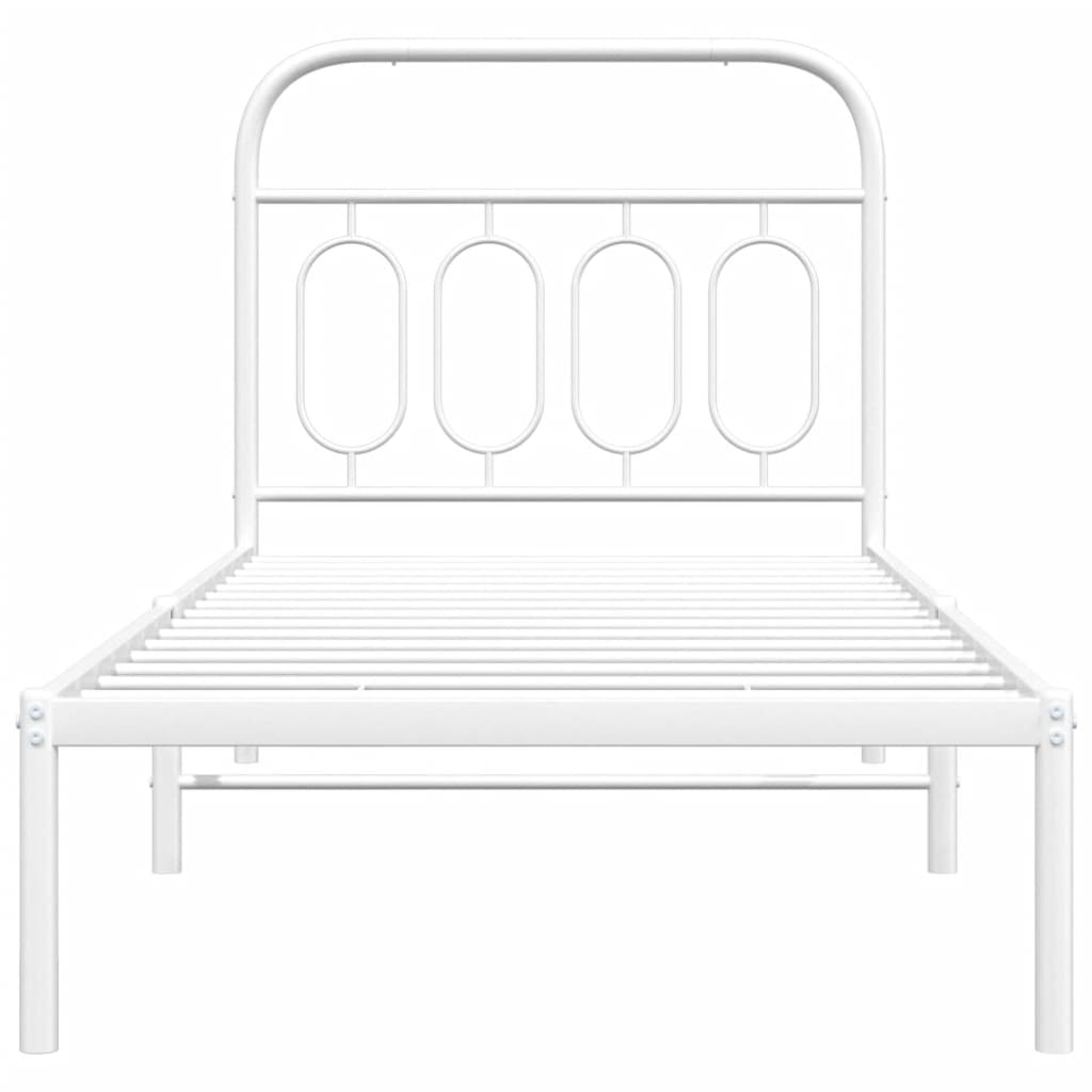 Cadre de lit métal sans matelas avec tête de lit blanc 90x190cm - XIOS