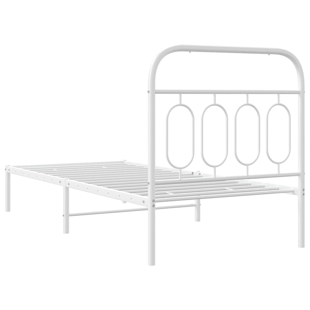 Cadre de lit métal sans matelas avec tête de lit blanc 90x190cm - XIOS
