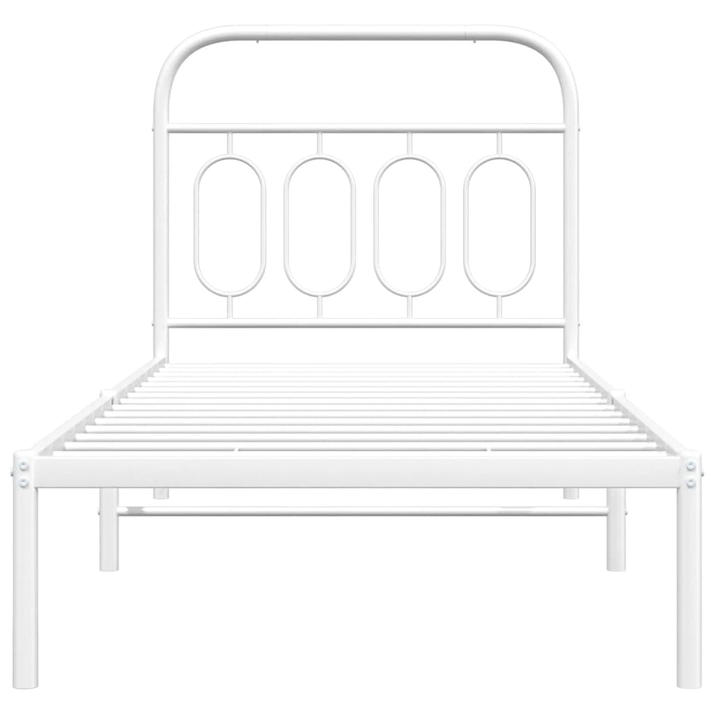 Cadre de lit métal sans matelas avec tête de lit blanc 90x200cm - XIOS