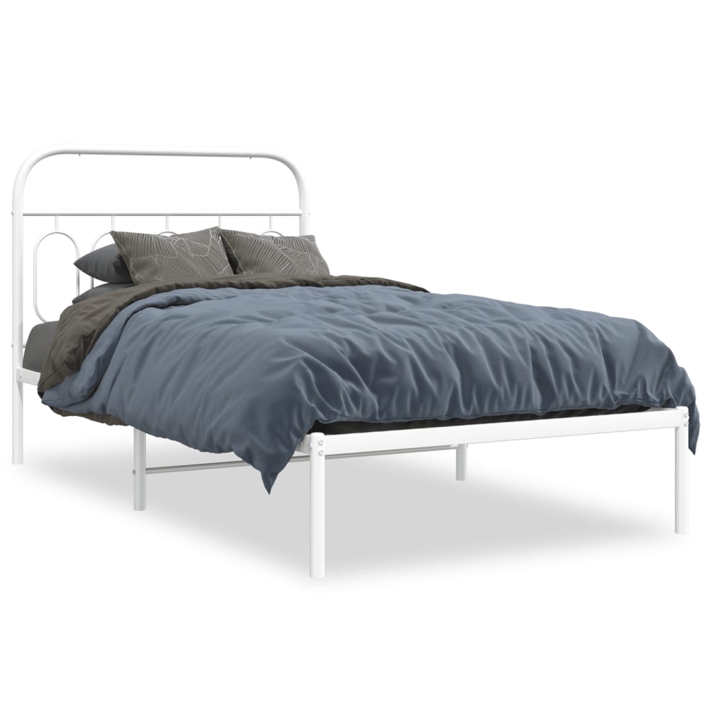 Cadre de lit métal sans matelas et tête de lit blanc 100x200 cm - XIOS