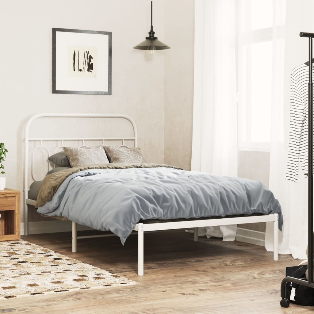 Cadre de lit métal sans matelas et tête de lit blanc 100x200 cm - XIOS