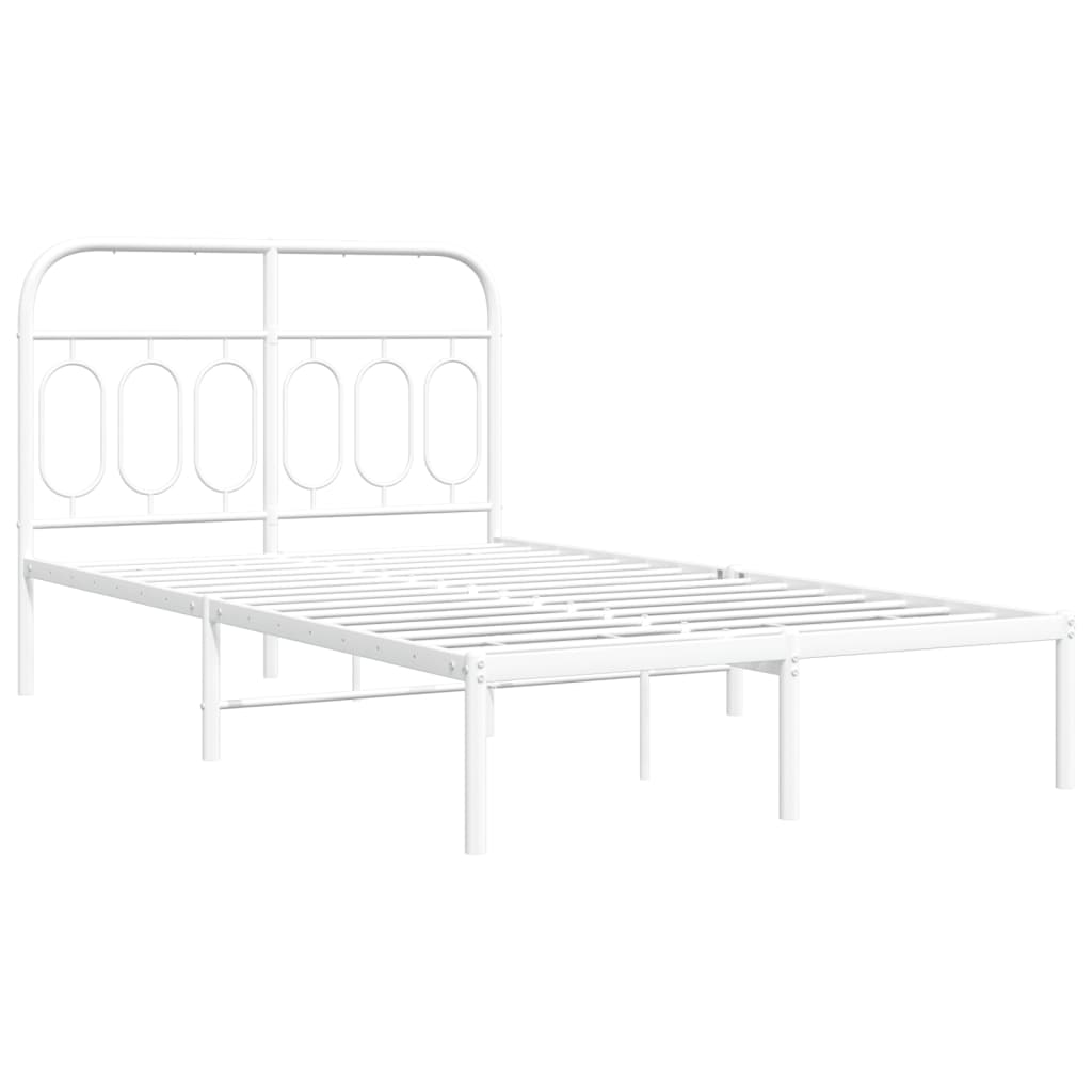 Cadre de lit métal sans matelas et tête de lit blanc 120x190 cm - XIOS