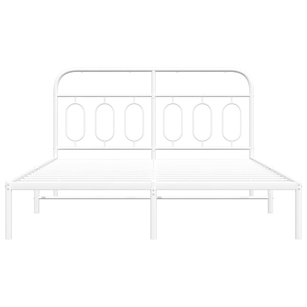 Cadre de lit métal sans matelas et tête de lit blanc 140x190 cm - XIOS