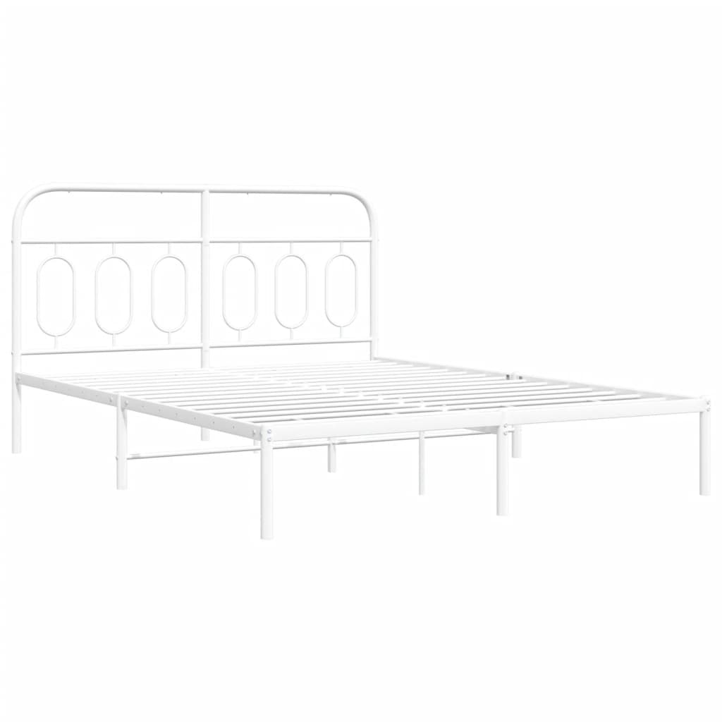 Cadre de lit métal sans matelas et tête de lit blanc 140x200 cm - XIOS
