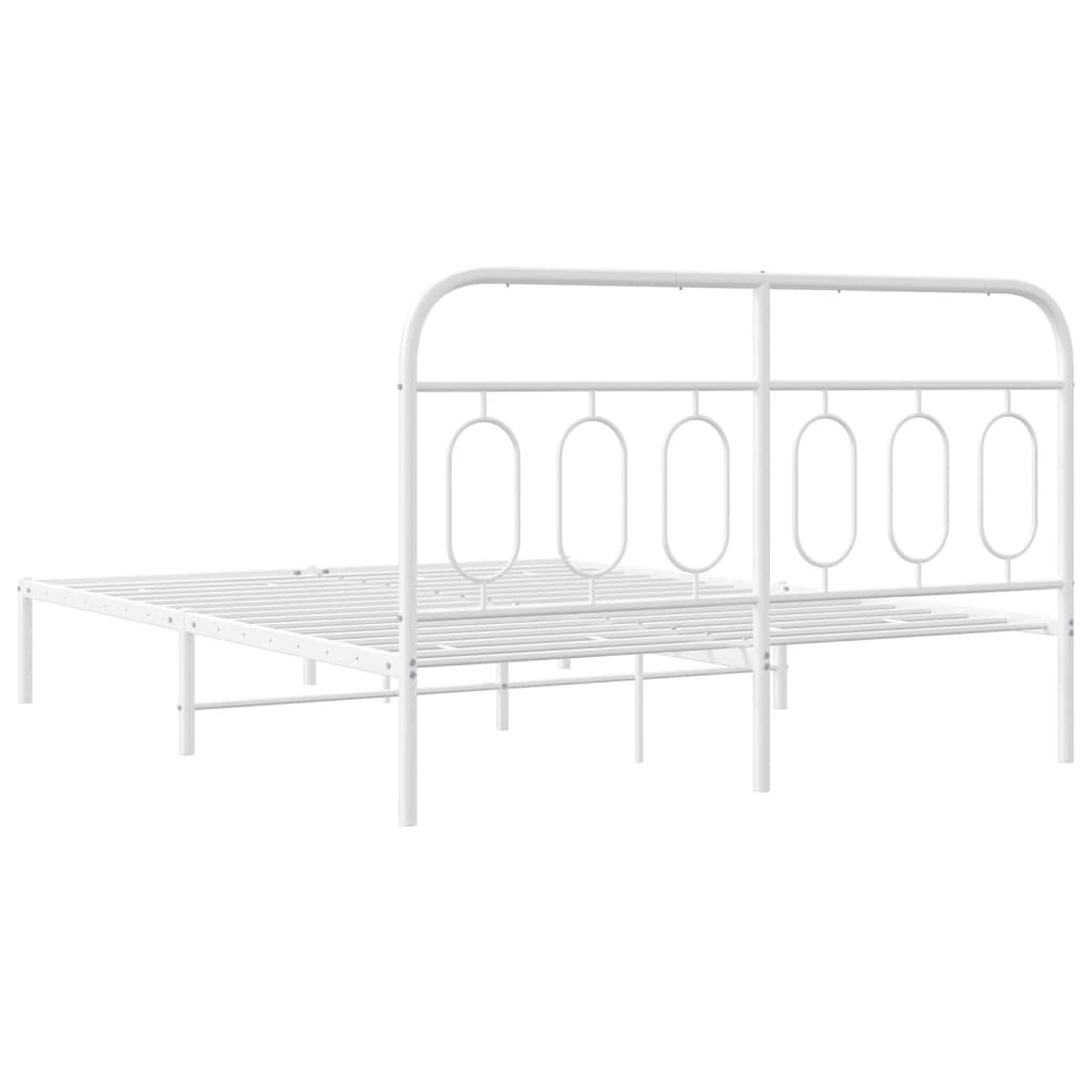 Cadre de lit métal sans matelas et tête de lit blanc 150x200 cm - XIOS