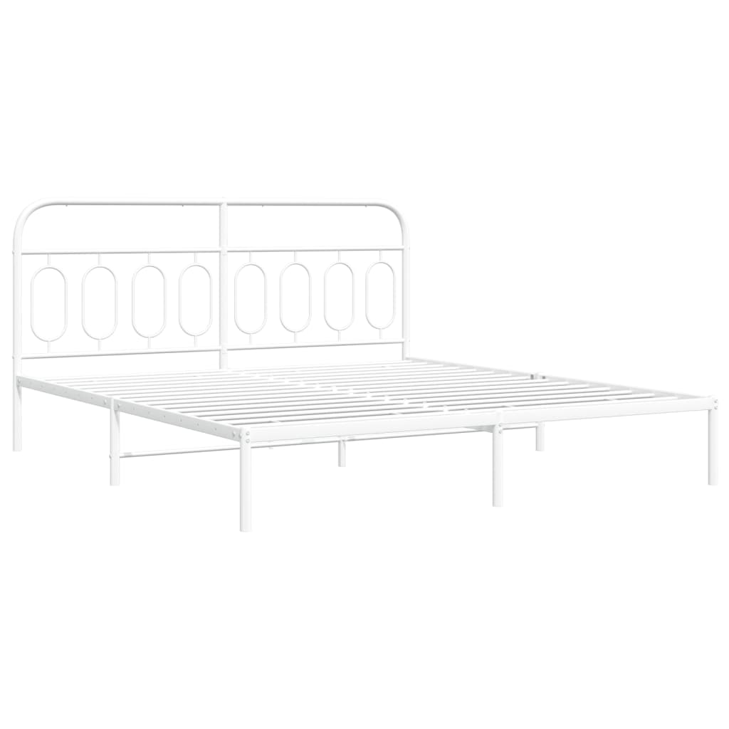 Cadre de lit métal sans matelas et tête de lit blanc 160x200 cm - XIOS