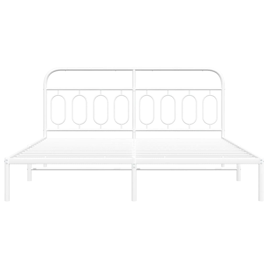 Cadre de lit métal sans matelas et tête de lit blanc 183x213 cm - XIOS