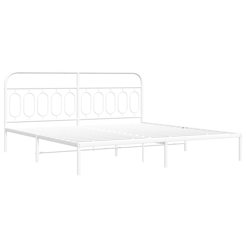 Cadre de lit métal sans matelas et tête de lit blanc 200x200 cm - XIOS