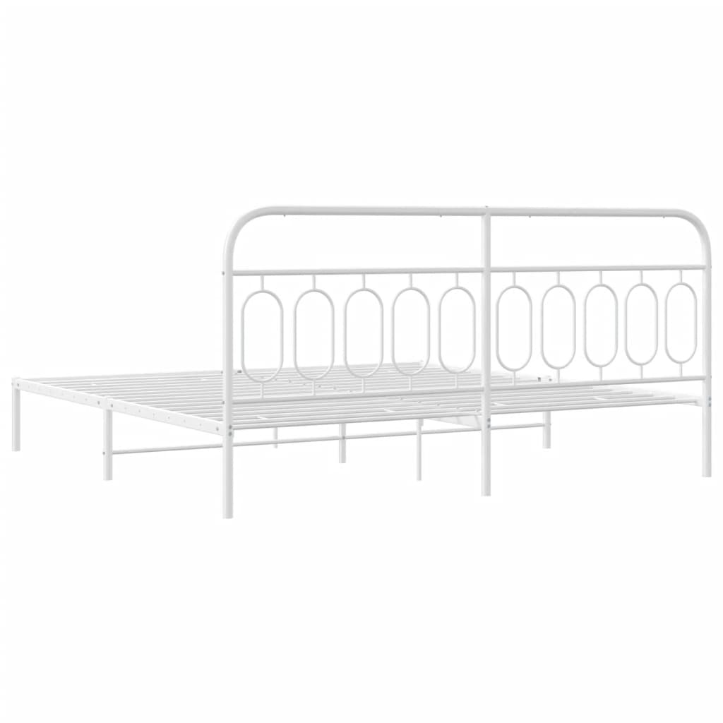 Cadre de lit métal sans matelas et tête de lit blanc 200x200 cm - XIOS