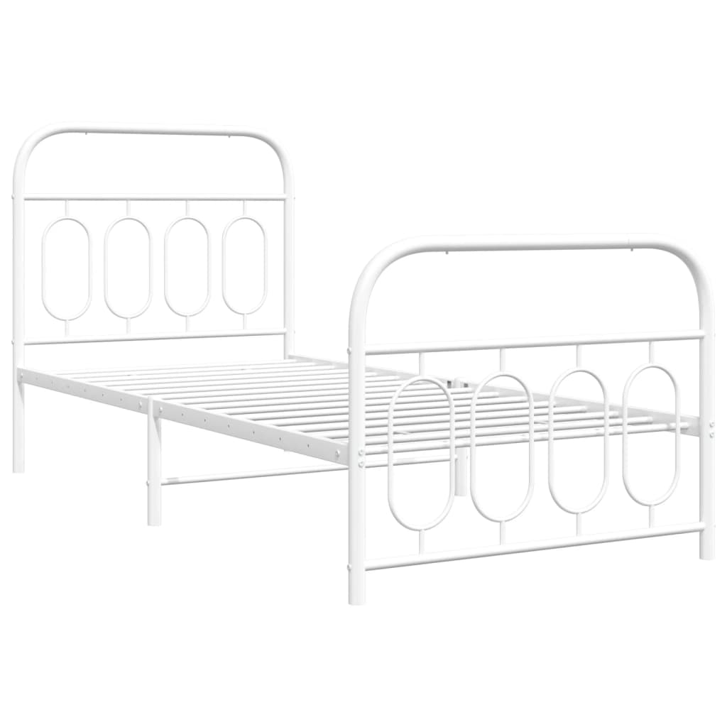 Cadre de lit métal sans matelas avec pied de lit blanc 90x200cm - XIOS