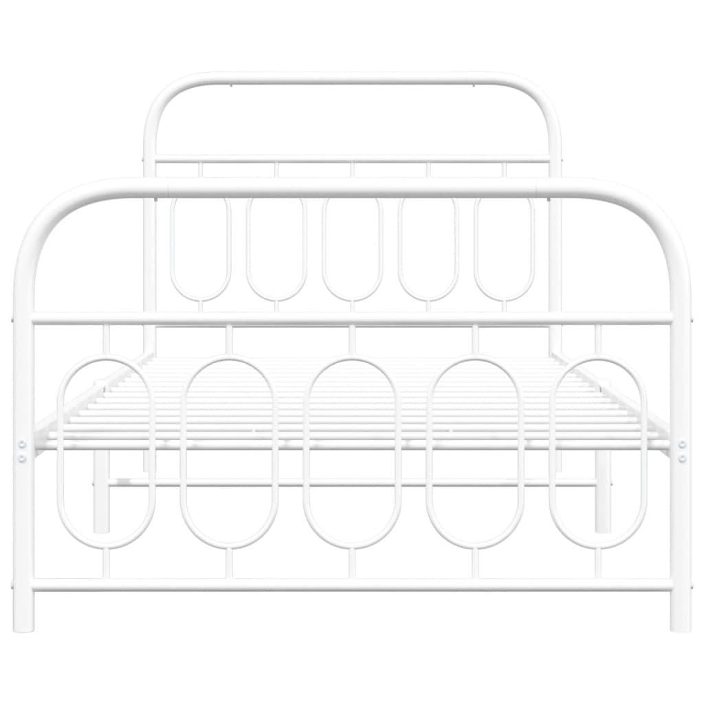 Cadre de lit métal sans matelas et pied de lit blanc 100x190 cm - XIOS