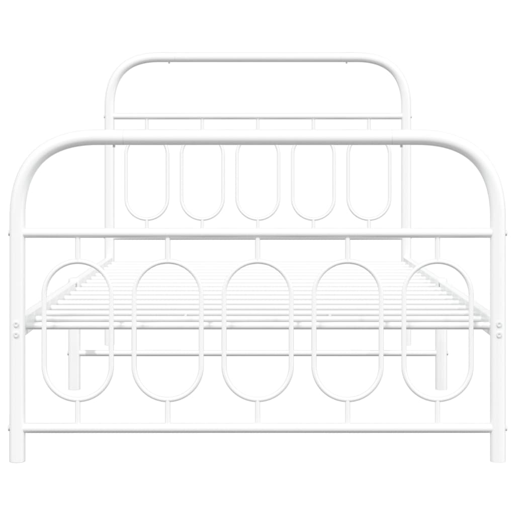 Cadre de lit métal sans matelas et pied de lit blanc 107x203 cm - XIOS