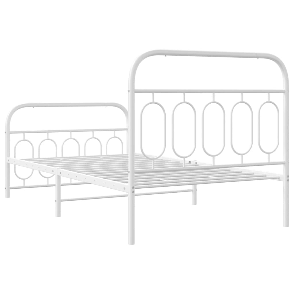 Cadre de lit métal sans matelas et pied de lit blanc 107x203 cm - XIOS