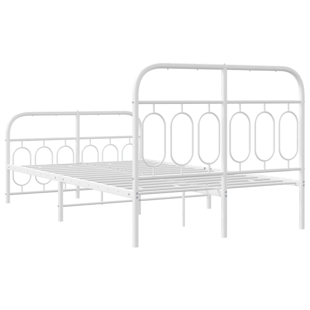Cadre de lit métal sans matelas et pied de lit blanc 120x200 cm - XIOS