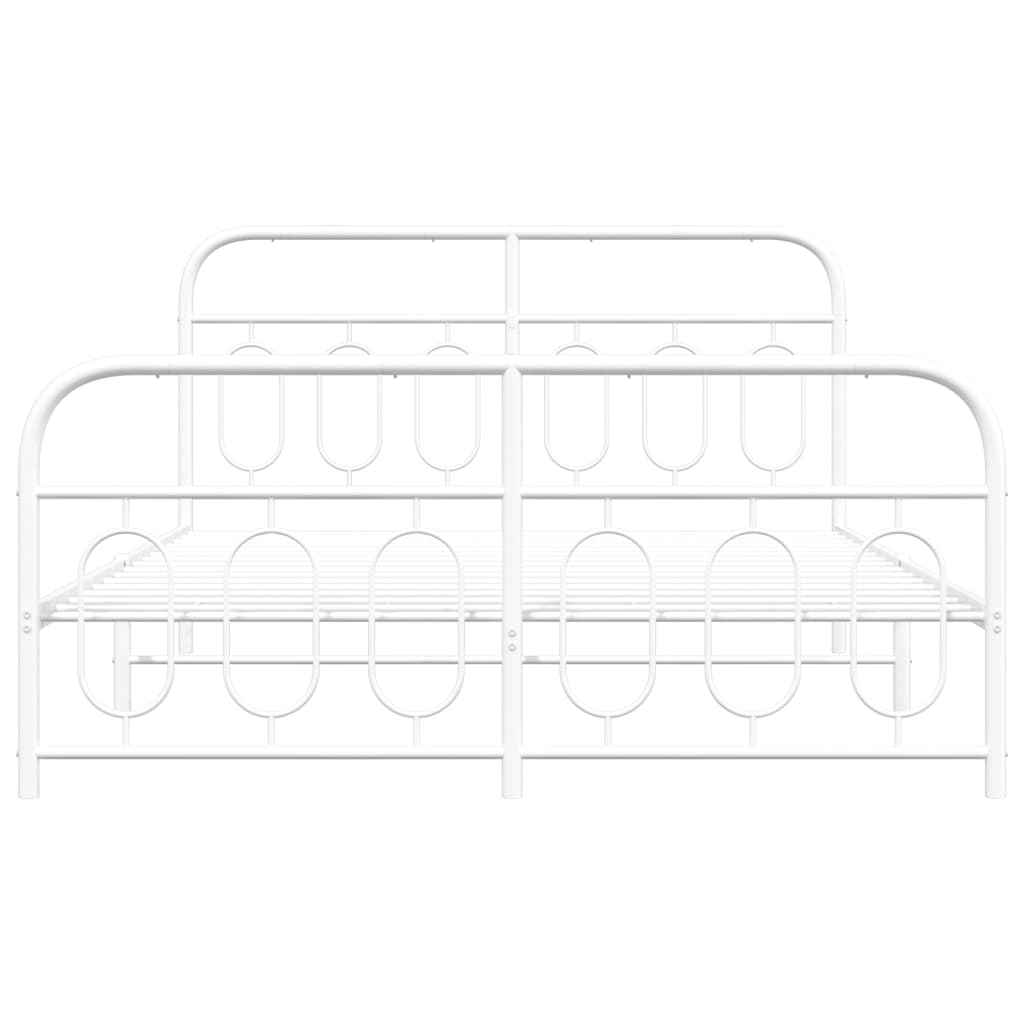 Cadre de lit métal sans matelas et pied de lit blanc 150x200 cm - XIOS