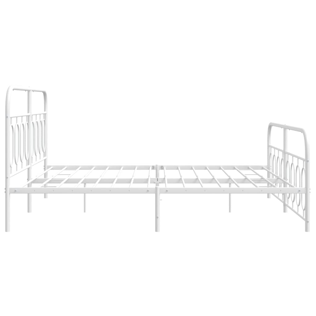 Cadre de lit métal sans matelas et pied de lit blanc 183x213 cm - XIOS