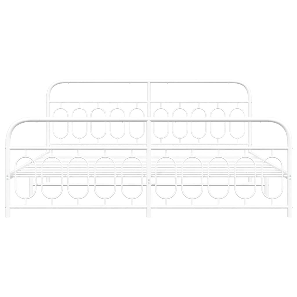 Cadre de lit métal sans matelas et pied de lit blanc 200x200 cm - XIOS