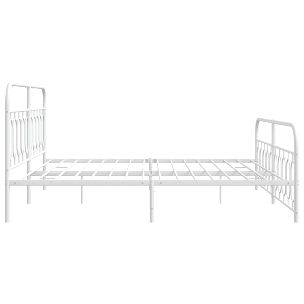 Cadre de lit métal sans matelas et pied de lit blanc 200x200 cm - XIOS