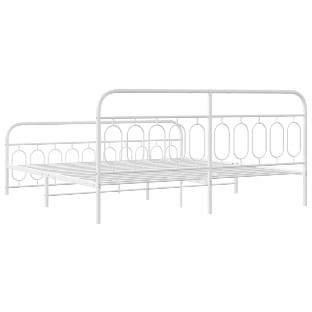 Cadre de lit métal sans matelas et pied de lit blanc 200x200 cm - XIOS