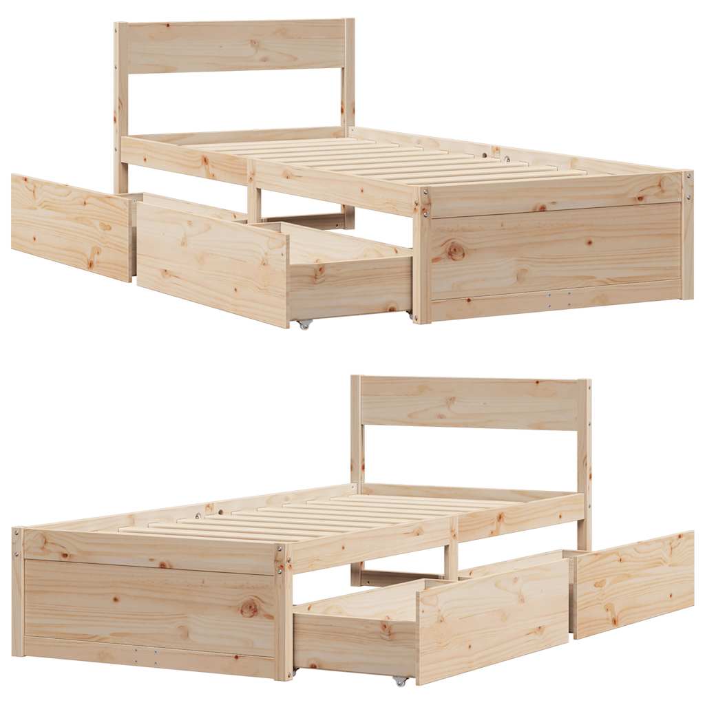 Cadre de lit sans matelas 100x200 cm bois massif de pin - XIOS