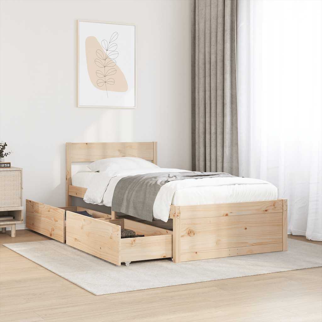 Cadre de lit sans matelas 100x200 cm bois massif de pin - XIOS