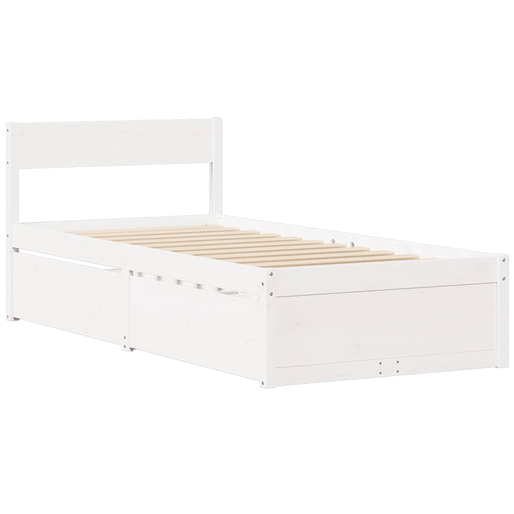Cadre de lit sans matelas blanc 90x200 cm bois de pin massif - XIOS