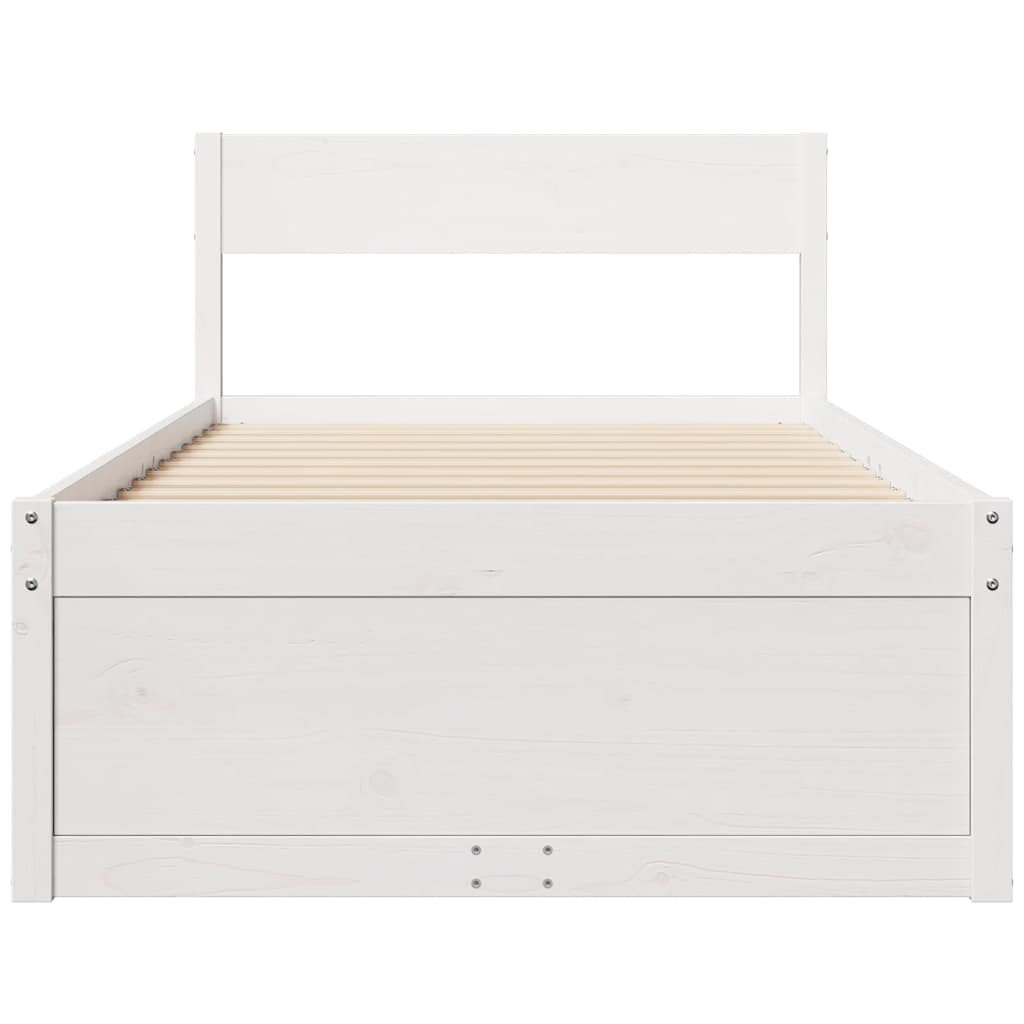 Cadre de lit sans matelas blanc 90x200 cm bois de pin massif - XIOS