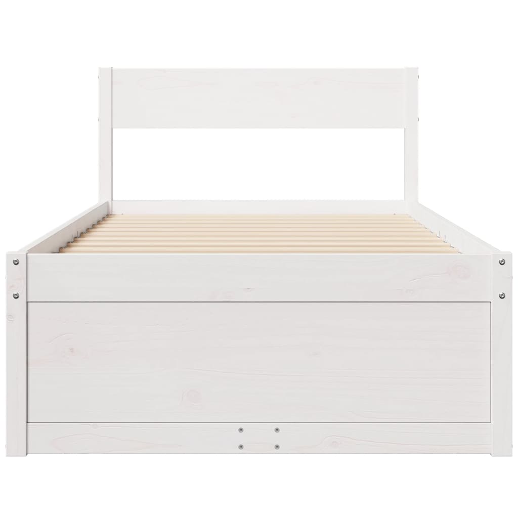 Cadre de lit sans matelas blanc 90x200 cm bois de pin massif - XIOS