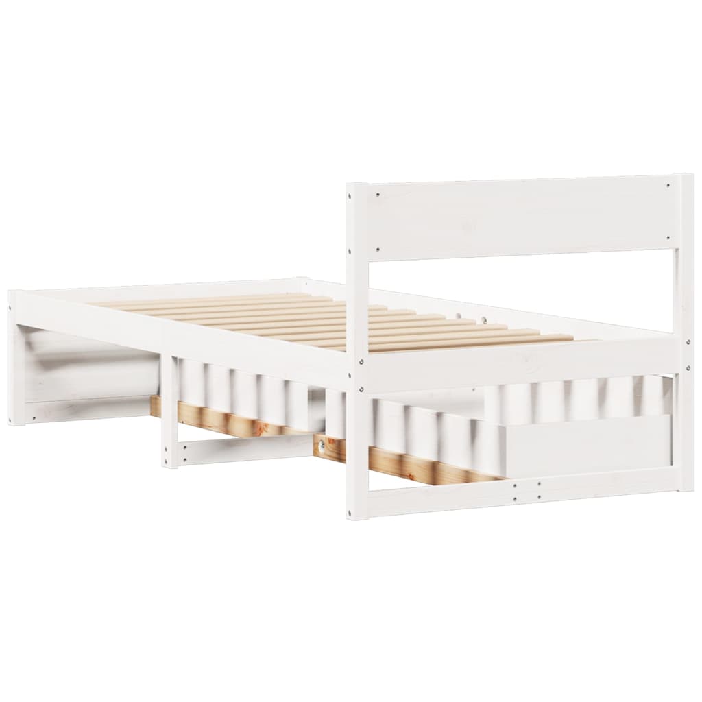 Cadre de lit sans matelas blanc 90x200 cm bois de pin massif - XIOS