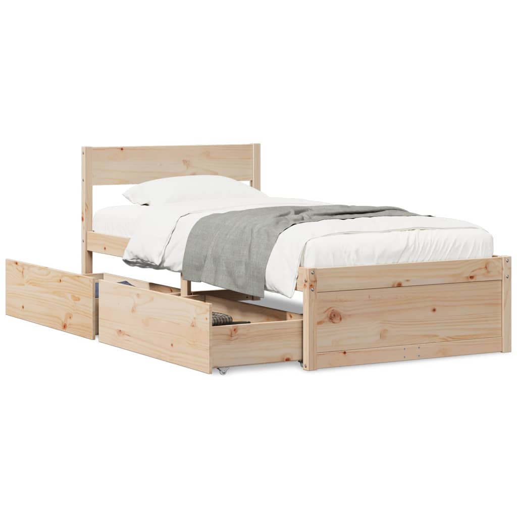 Cadre de lit sans matelas 90x190 cm bois de pin massif - XIOS