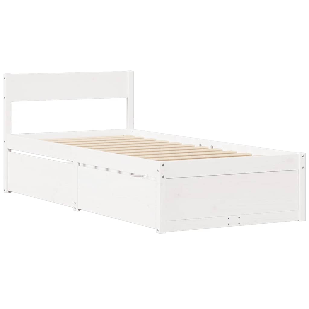 Cadre de lit sans matelas blanc 75x190 cm bois de pin massif - XIOS
