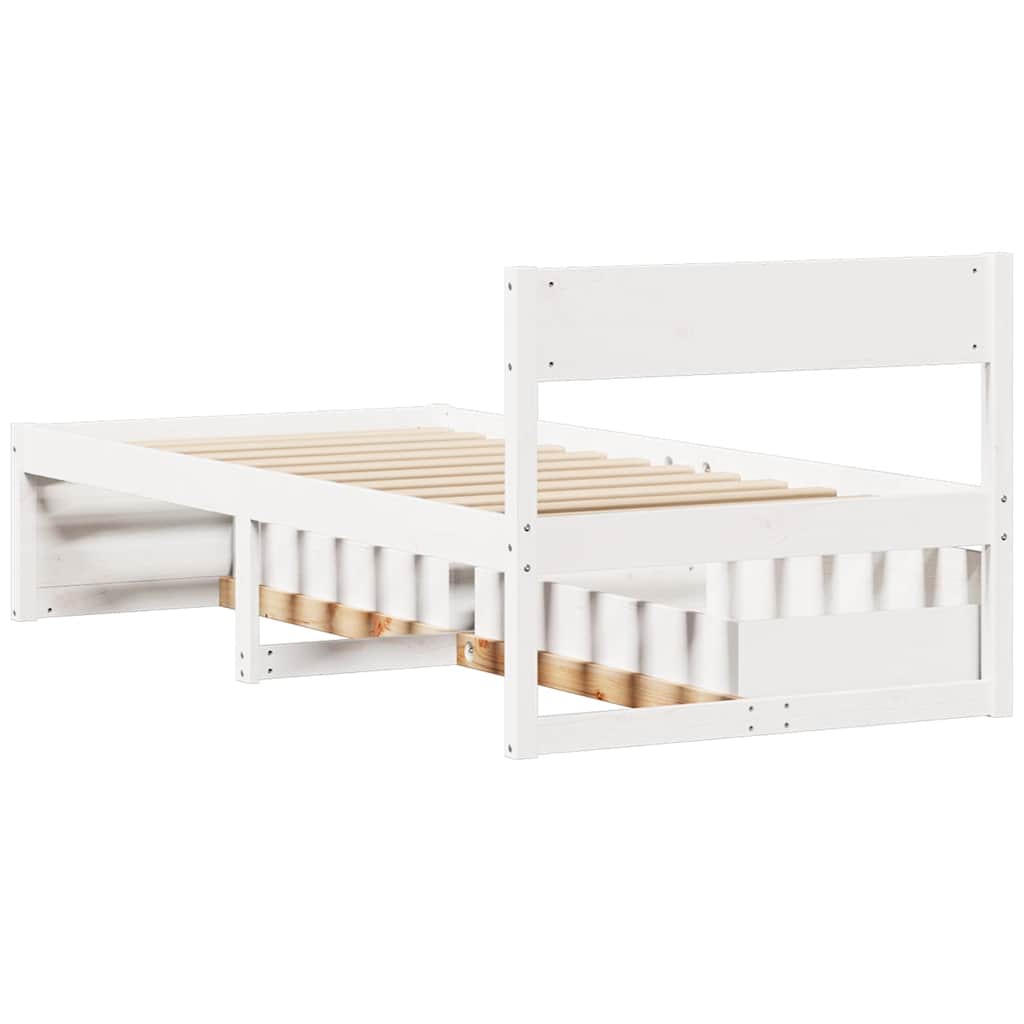 Cadre de lit sans matelas blanc 75x190 cm bois de pin massif - XIOS