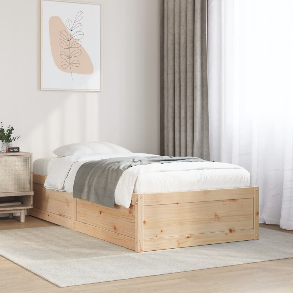 Cadre de lit sans matelas 75x190 cm bois de pin massif - XIOS