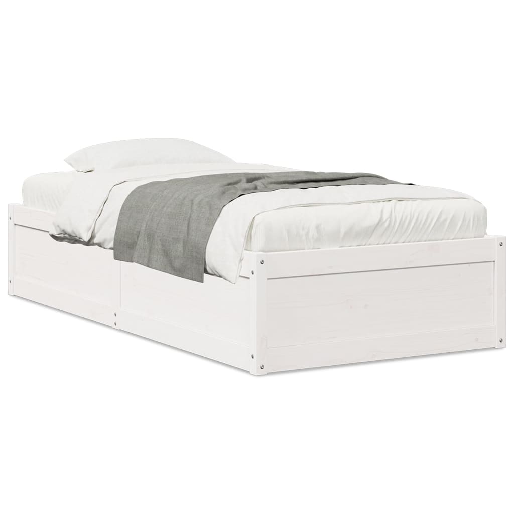 Cadre de lit sans matelas blanc 75x190 cm bois de pin massif - XIOS