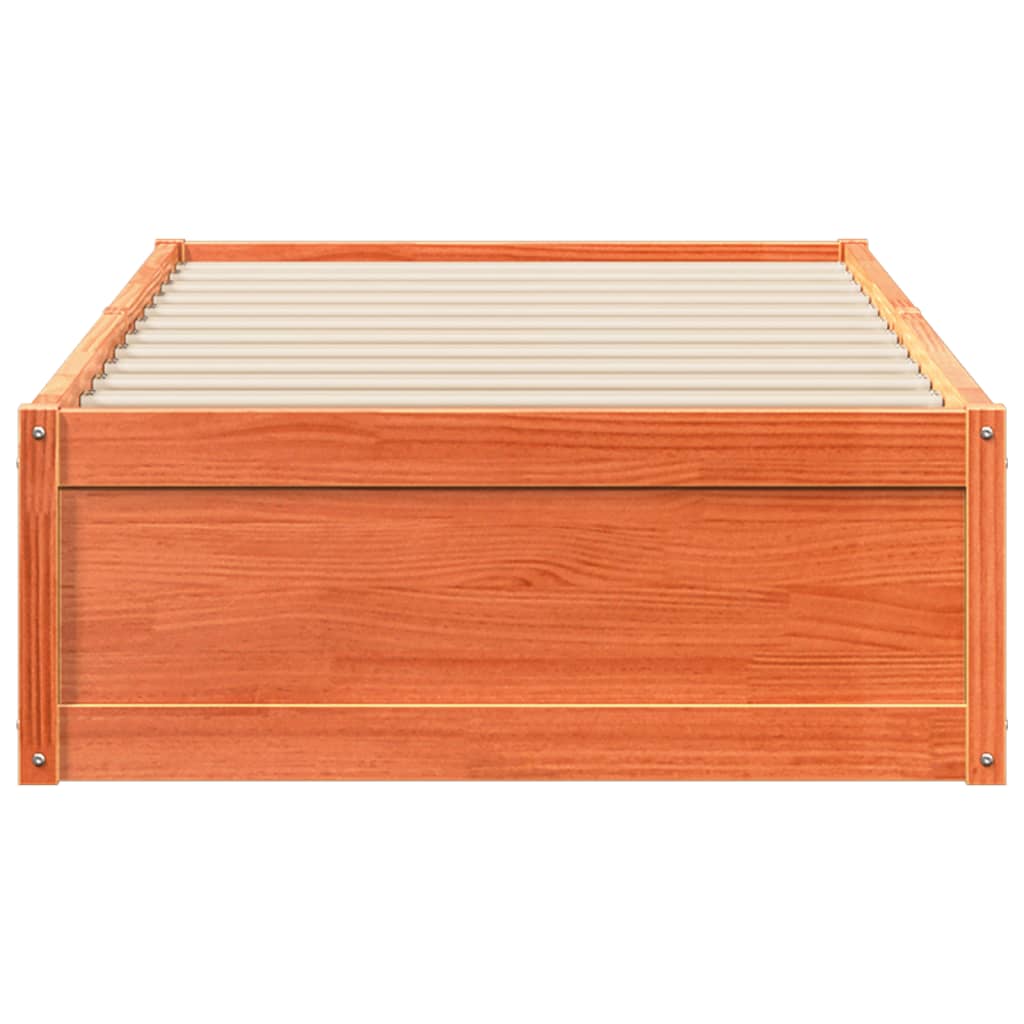 Cadre de lit sans matelas cire marron 75x190 cm bois pin massif - XIOS